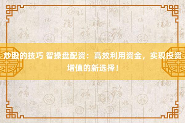炒股的技巧 智操盘配资：高效利用资金，实现投资增值的新选择！
