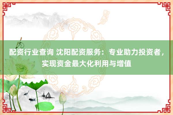 配资行业查询 沈阳配资服务：专业助力投资者，实现资金最大化利用与增值